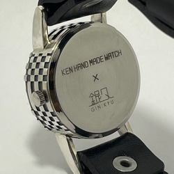 『銀製市松腕時計』◆SILVER製　クォーツ式手作り腕時計◆OBQ-8020-ginkyu 10枚目の画像