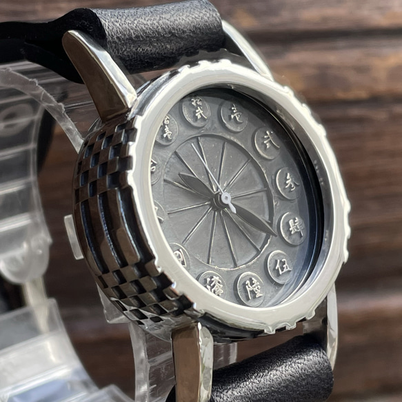 『銀製市松腕時計』◆SILVER製　クォーツ式手作り腕時計◆OBQ-8020-ginkyu 6枚目の画像