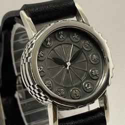 『銀製市松腕時計』◆SILVER製　クォーツ式手作り腕時計◆OBQ-8020-ginkyu 3枚目の画像