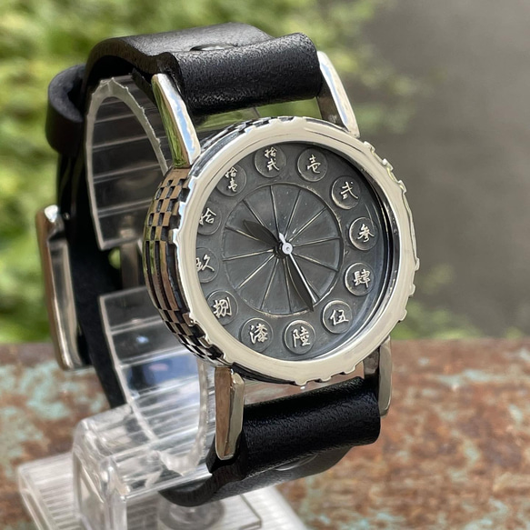 『銀製市松腕時計』◆SILVER製　クォーツ式手作り腕時計◆OBQ-8020-ginkyu 4枚目の画像