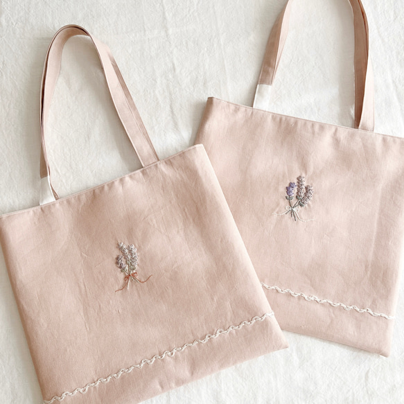 ラベンダーのちょっとそこまでお出かけミニトートバッグ/ピンク トート