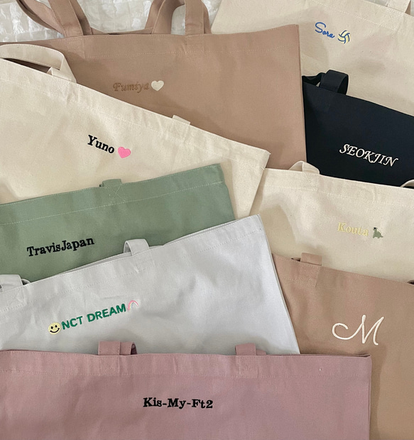 刺繍トートバッグ ( サブバッグ、キャンバスバッグ、名入れバッグ、イニシャル刺繍、名入れ) 6枚目の画像
