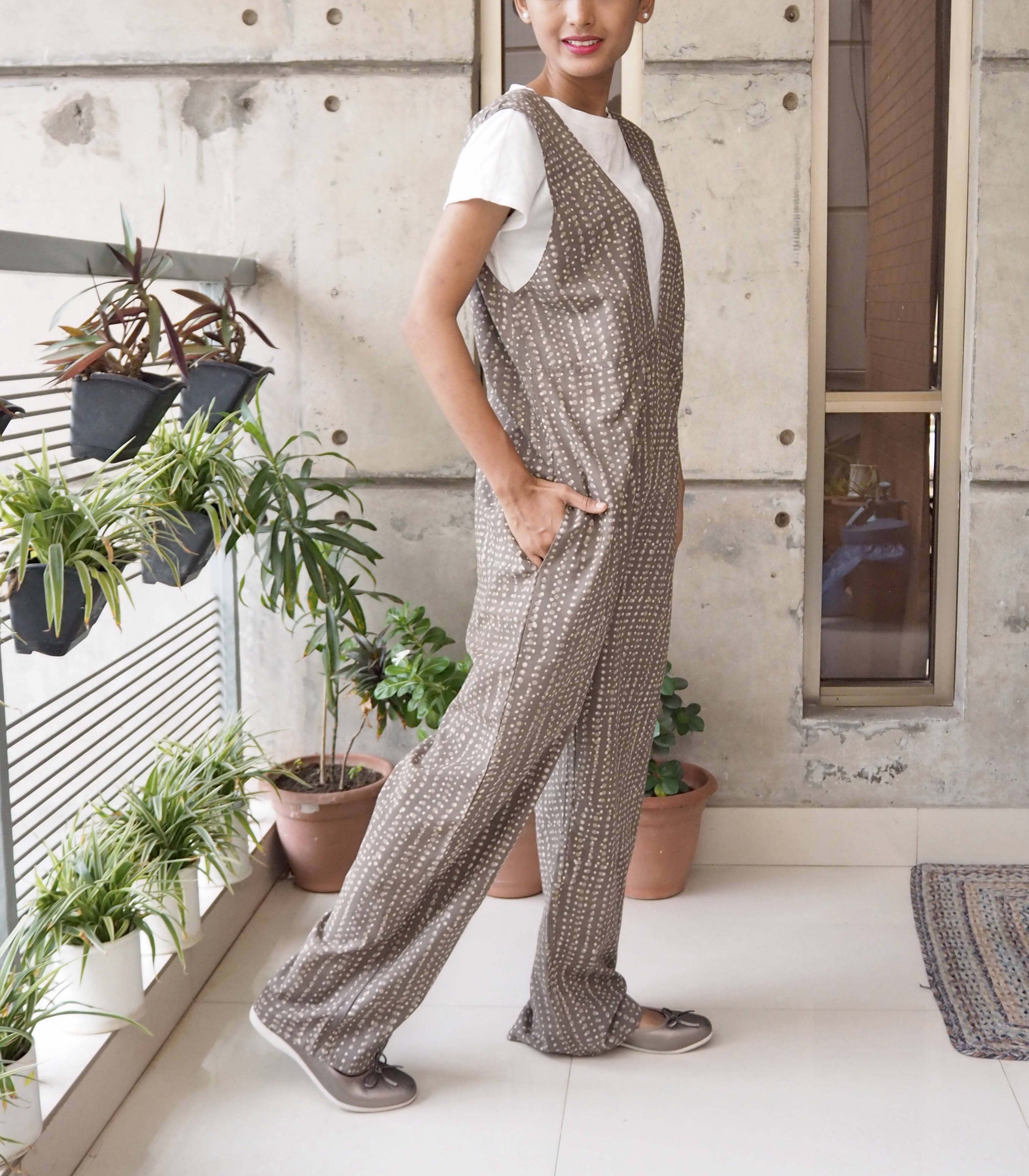 インド綿サロペット（ハンドブロックプリント）