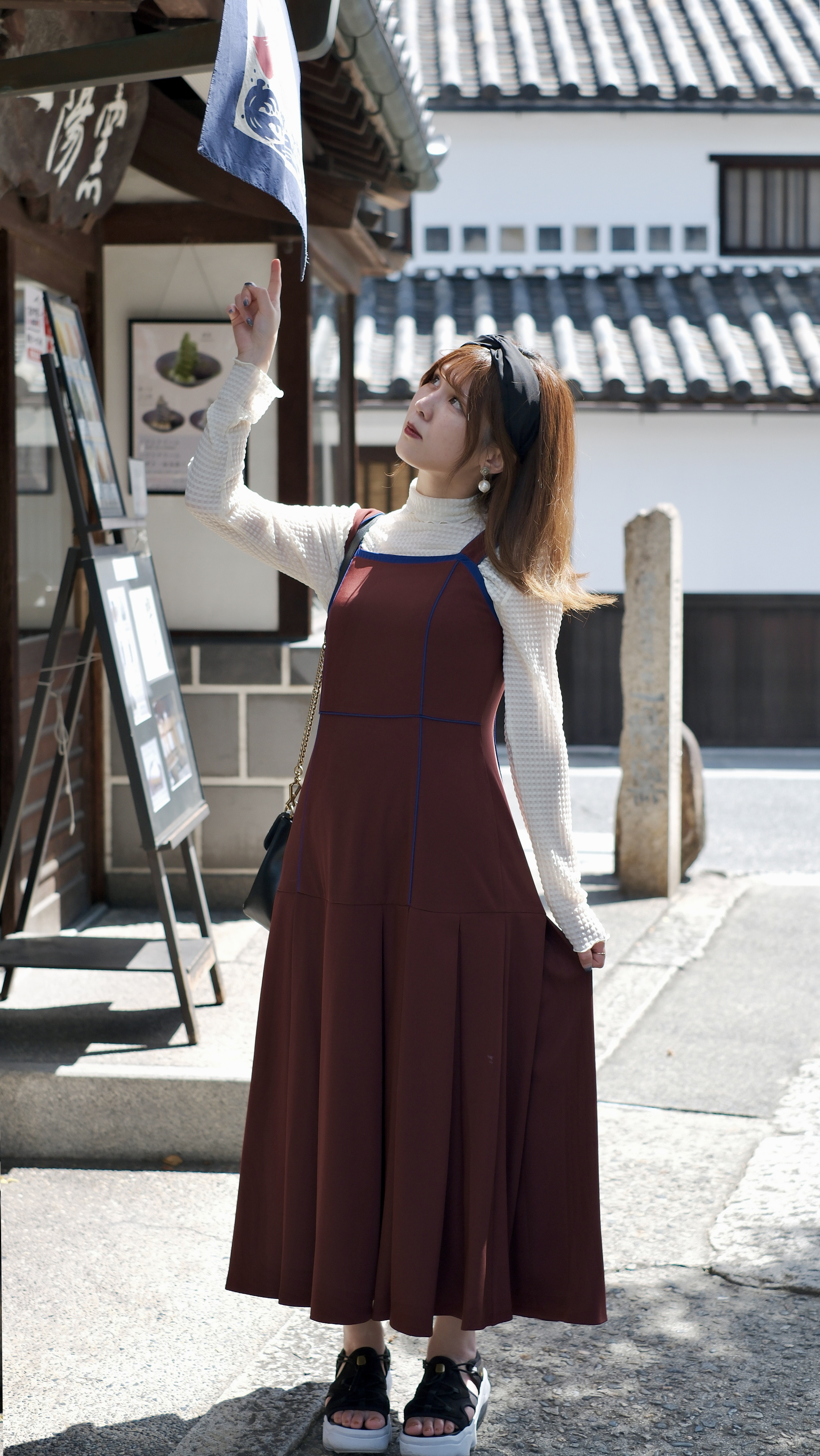 バックリボンAラインワンピース / Wine red