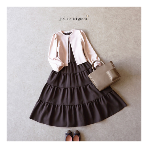 ジョリーミニョン　レース付き　ピンクベージュ　フレアスカート　40 L 新品♡ジョリーミニョンレース付きピンクベージュフレアスカート40 L