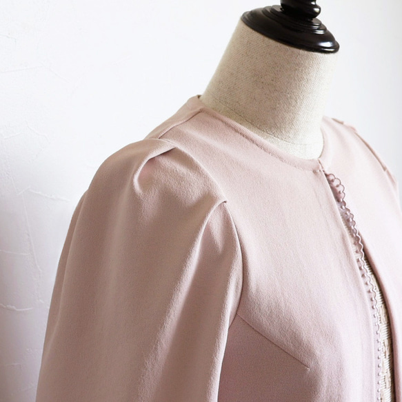 【優雅造型！ 】 不同材質的袖子搭配蕾絲波萊羅【粉米色】 第9張的照片