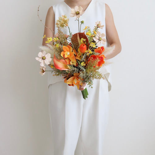 オレンジブーケ テラコッタ ウェディング 結婚式 完成品 即納
