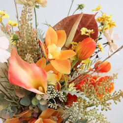 オレンジブーケ　テラコッタ　ウェディング　結婚式　完成品　即納可能　秋ブーケ　前撮り　造花　アーティフィシャルフラワー　 10枚目の画像