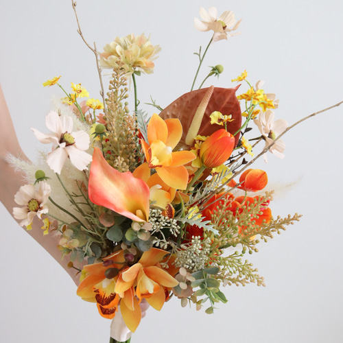 オレンジブーケ テラコッタ ウェディング 結婚式 完成品 即納可能 秋
