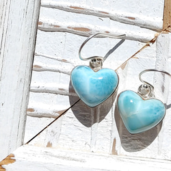 ❁Simple larimar heart earrings silver925❁ 超トップクオリティハートラリマー 5枚目の画像