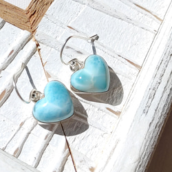 ❁Simple larimar heart earrings silver925❁ 超トップクオリティハートラリマー 7枚目の画像