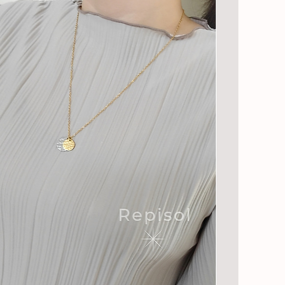 テクスチャー 槌目 コイン ダブルコイン 金属アレルギー対応 /オールステンレス ネックレス・ペンダント Repisol 通販 ...
