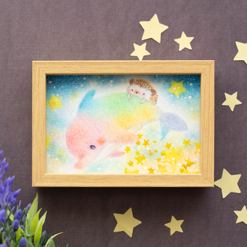 star whale ハンドメイドパステル画絵画アート原画