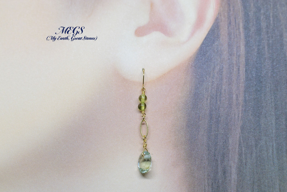 【K10】Anniversary グリーンクォーツ×ペリドット ～曜日石 Friday  片耳ピアス【イヤリング変更可】