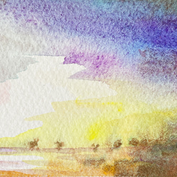 「夜明け前｜空のグラデーション 004」/ アクリル水彩画・額付き（送料無料） 3枚目の画像