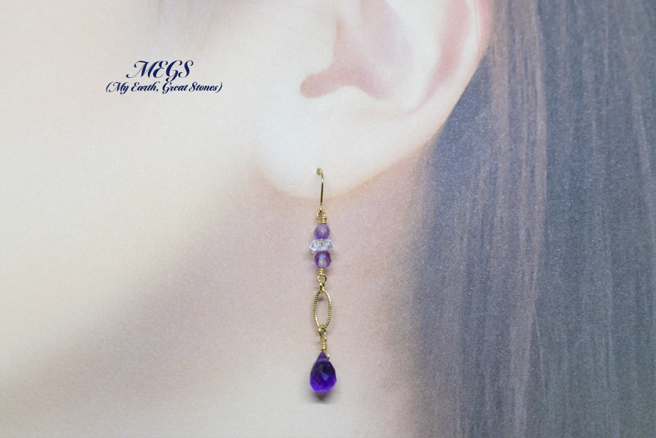 【K10】Anniversary アメジスト×水晶 ～曜日石  Thursday  片耳ピアス【イヤリング変更可】