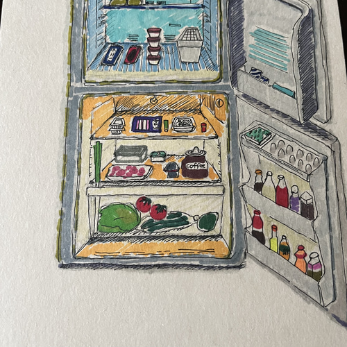 手書き原画「冷蔵庫チャン」☆drawing 絵画 上村愛 通販 16476126