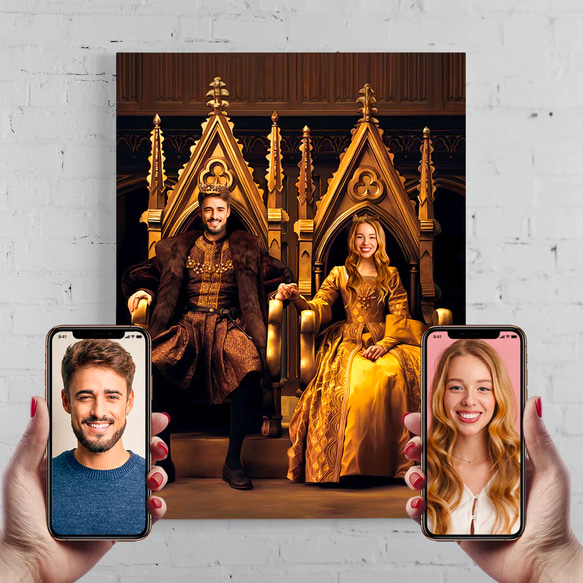 【オーダーメイド】写真からカスタムロイヤルキング天皇皇帝油絵スタイルの肖像画一点物 似顔絵 イラスト彼氏夫の贈り物誕生日 100%