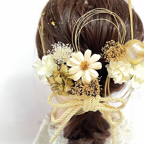 成人式 髪飾り 成人式髪飾り ホワイト×ゴールド 卒業式 卒業式髪飾り