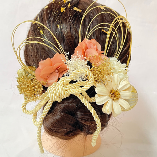 モーヴピンク♡金箔付♡髪飾り ヘッドドレス 前撮り 成人式 卒業式 七五三