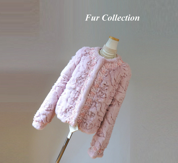 allureville くすみピンク　リアルファージャケット Women Pink Real Fox Fur long Coat Jacket リアルフォックス