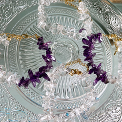 [二月和四月生日石] 平靜心靈的紫水晶和帶來積極情緒的水晶手鍊 第6張的照片