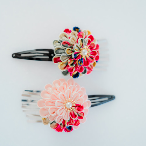 つまみ細工》レトロ 古布 髪飾りセット 成人式 結婚式 七五三 かんざし