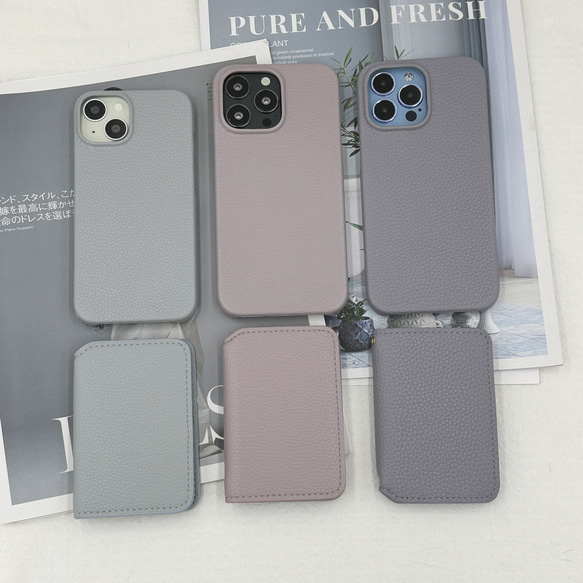 バイカラー ミニ財布 iphone15 14 13 12 ケース ショルダー カード収納 スマホショルダー ストラップ 2枚目の画像
