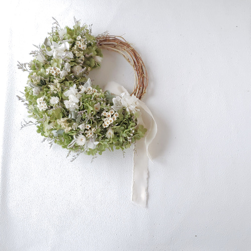 アナベル リース ドライフラワー ハンドメイド 約22cm フラワーリース b6b944df0c17c31f620991fc737835