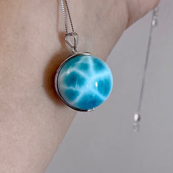 天然無処理 ラリマー 丸玉 ペンダント No20 ネックレス・ペンダント