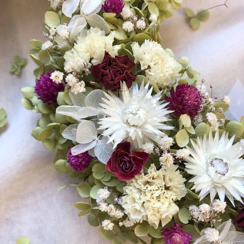 ・*.punchan‪‪‪.*¨̮・様 リクエスト ドライフラワー ハーフリース ドライフラワーハーフリース【Dried Flowers Half Wreath