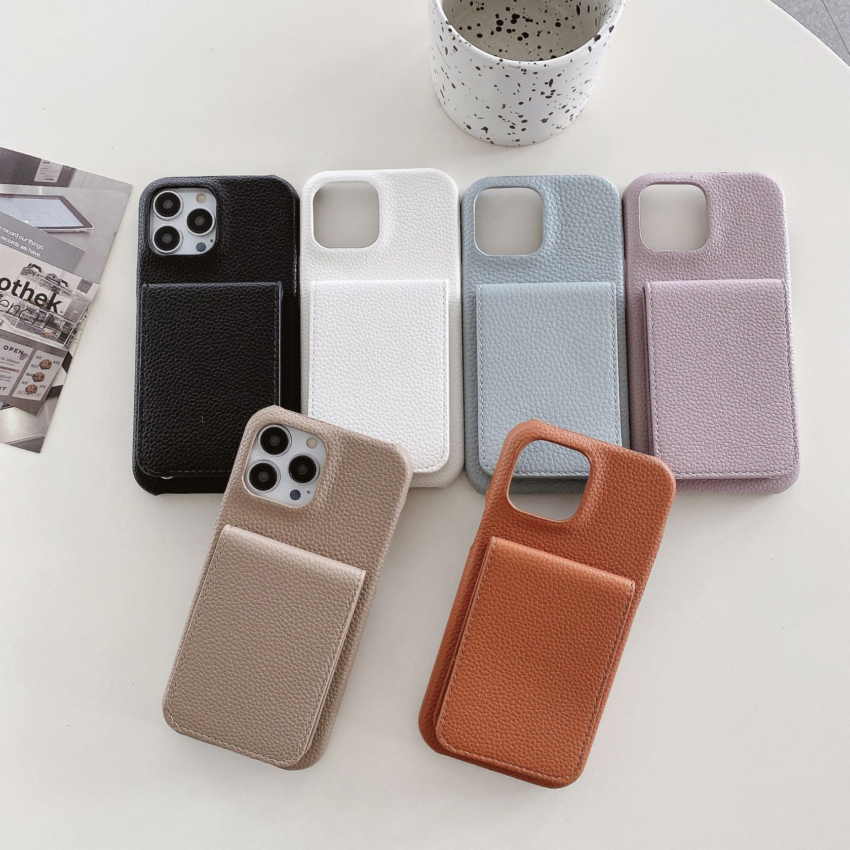 収納付きラベンダーiPhoneケース