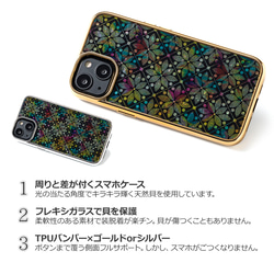 天然貝 螺鈿アート 【iPhone12/13/14/15対応】★ナイトロータス（iPhoneプレミアムケース） 3枚目の画像