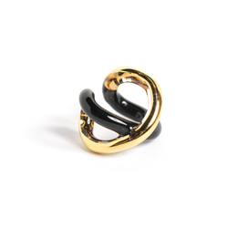 ガラスイヤーカフ“Infinity”∞　-black×gold- 6枚目の画像