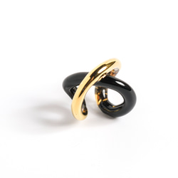 ガラスイヤーカフ“Infinity”∞　-black×gold- 4枚目の画像