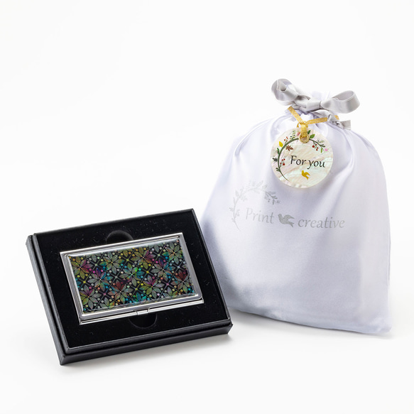 天然貝 名刺カードケース（ナイトロータス）シェル・螺鈿アート｜ギフト・プレゼントにおすすめ 6枚目の画像