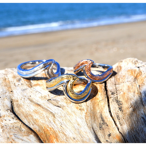 ハワイアンジュエリー リング 指輪 スクロール ウェーブ ステンレス インスタ sale 2枚目の画像