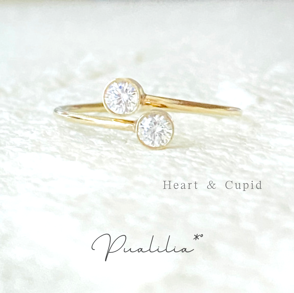 *Pualilia* 極上の輝きHeart & Cupid / フォークリング /14kgf