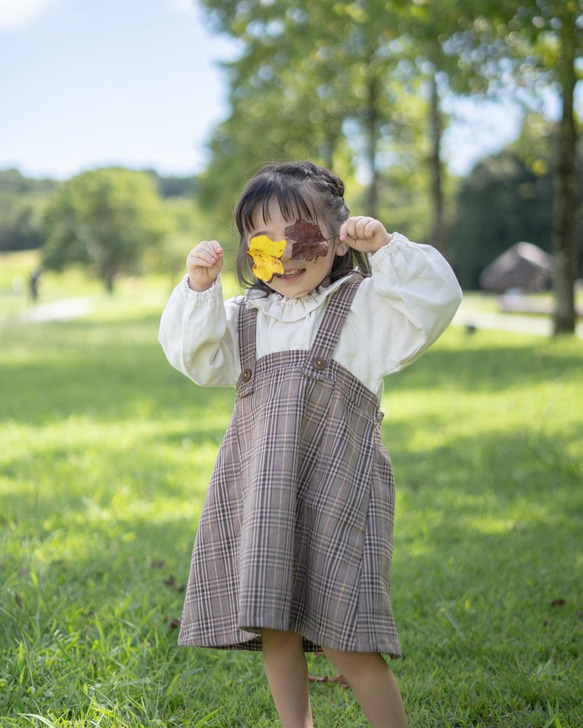 トリプルガーゼ　フリル襟ブラウス　くすみピンク　80cm くるみ服 7枚目の画像