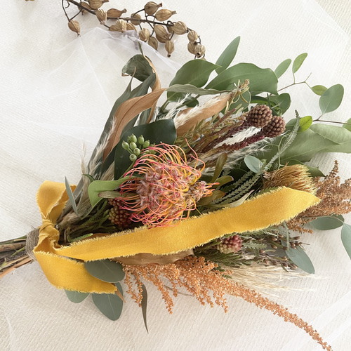 ネイティブフラワーのスワッグ ピンクッション(45cm) スワッグ cutemio