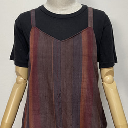 着物リメイク 秋色の紬のキャミソールワンピース フリーサイズ 4枚目の画像