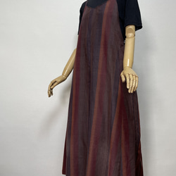 着物リメイク 秋色の紬のキャミソールワンピース フリーサイズ 1枚目の画像