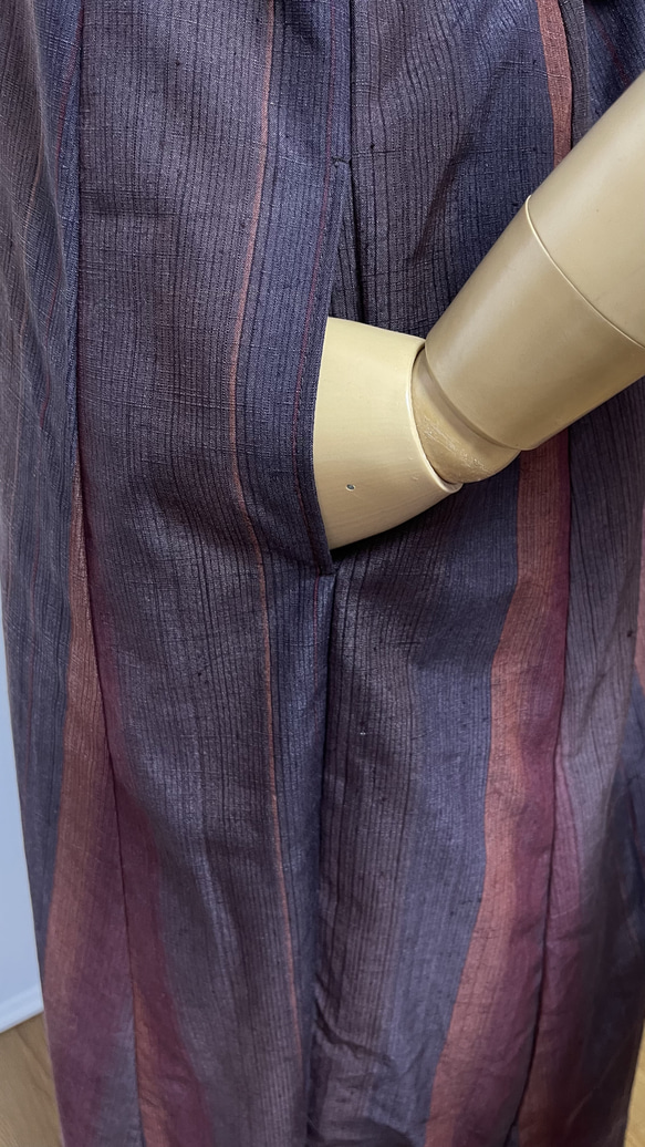 着物リメイク 秋色の紬のキャミソールワンピース フリーサイズ 5枚目の画像