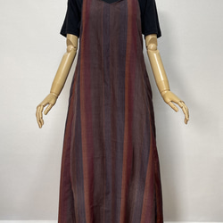 着物リメイク 秋色の紬のキャミソールワンピース フリーサイズ 2枚目の画像