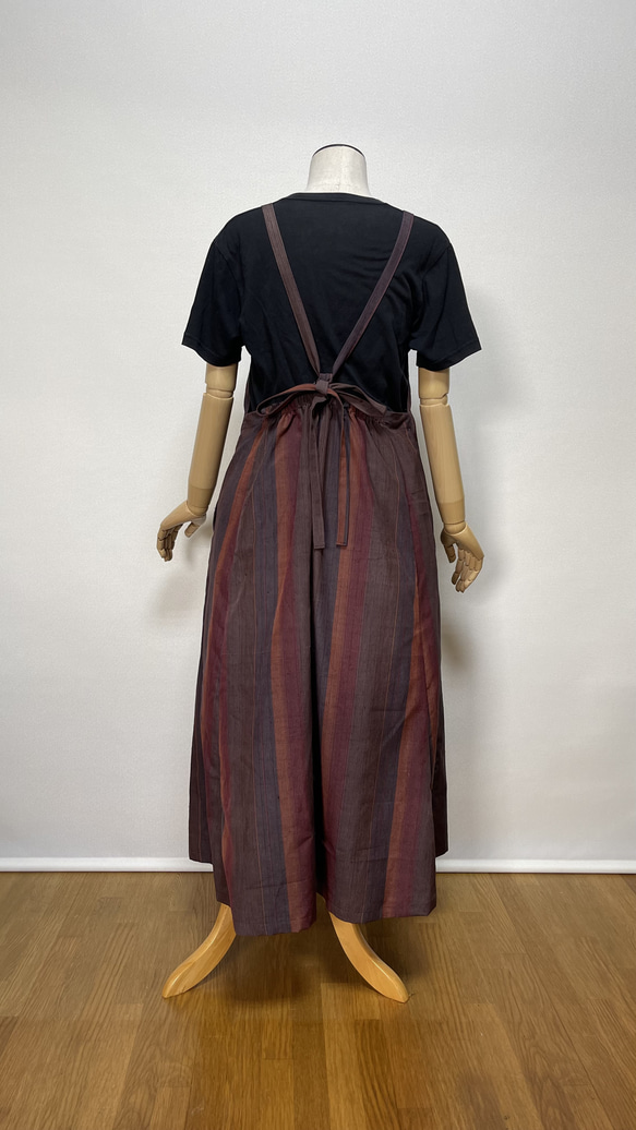 着物リメイク 秋色の紬のキャミソールワンピース フリーサイズ 3枚目の画像