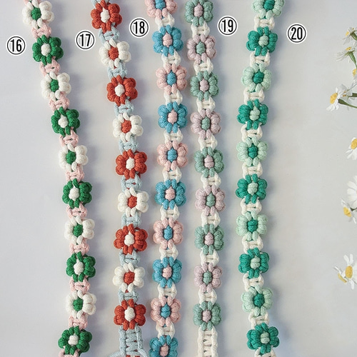 42色以上 デイジー/花手編み スマホショルダー☆手に持てる長い