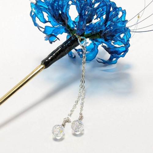 かんざし 髪飾り 曼珠沙華簪 青い彼岸花かんざし 青 かんざし Jyam  