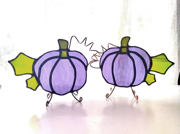 置物　かぼちゃ　ハロウィン雑貨　季節の飾り　玄関置物　秋　サンキャッチャー　ステンドグラス雑貨　インテリア雑貨　送料無料 14枚目の画像