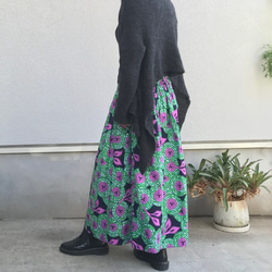 【受注製作】アフリカン綿プリント　腰シャリング　ロング　スカート 10枚目の画像