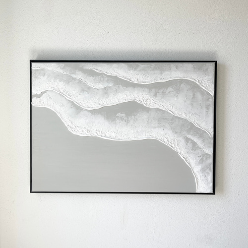 絵画 大きい絵 テクスチャーアート アクリル画 F6 海 阿真ビーチ